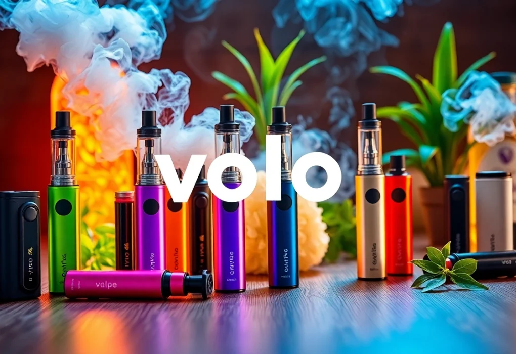 Showcase a collection of Volo Vape disposable vapes against a stylish backdrop.