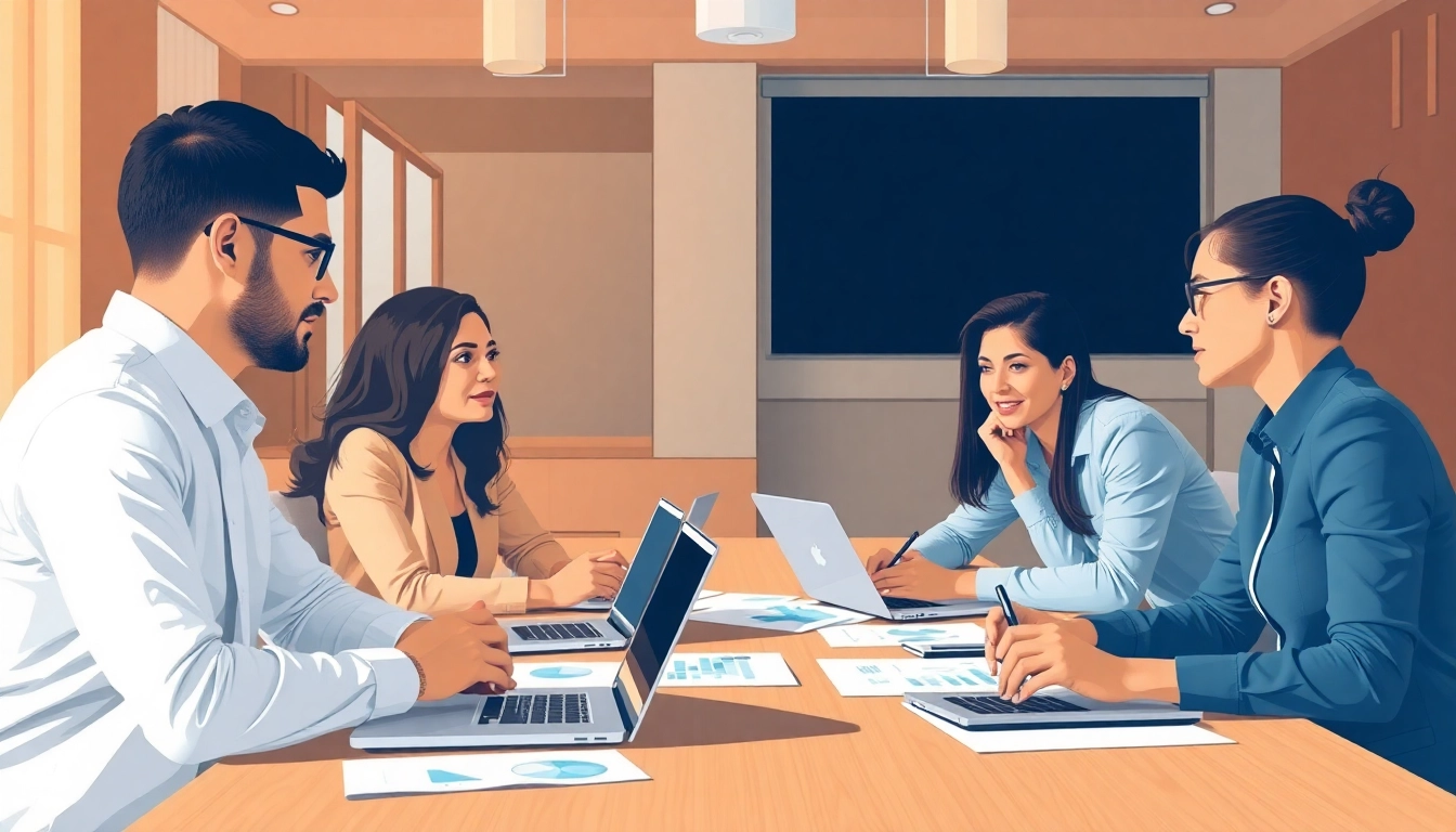 Engage in B2B marketing strategies in a collaborative corporate environment.