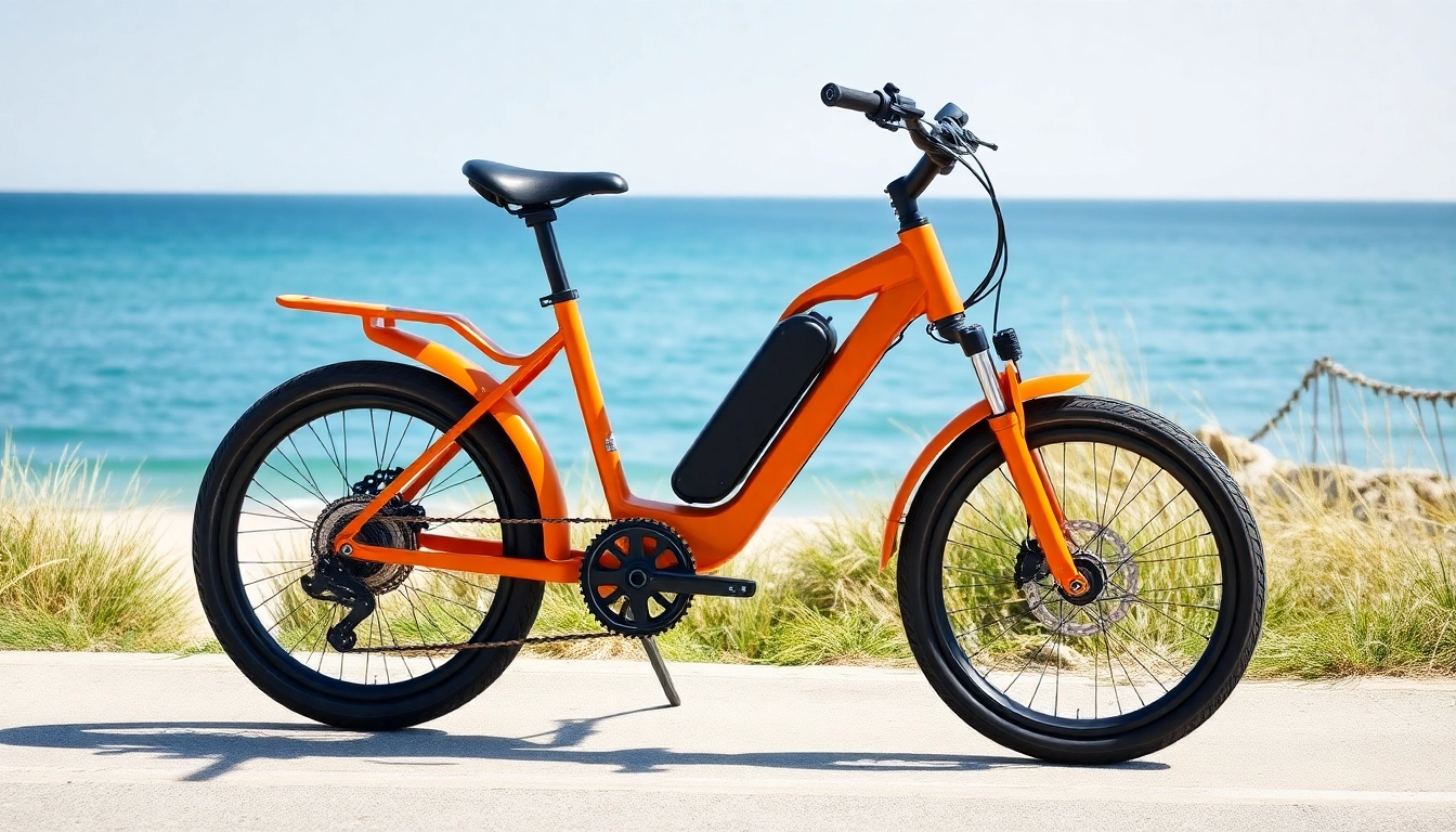 Ride the stylish Cruiser EBike along scenic beach paths with its vibrant colors and comfortable design.