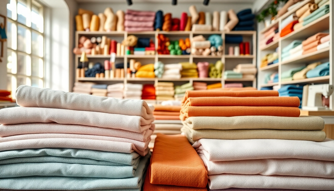 Voel de luxueuze Katoen texturen in een kleurrijke stoffenwinkel.