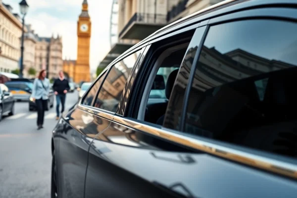 Experience the luxury of a london chauffeur service with a professional driver at a high-end hotel.
