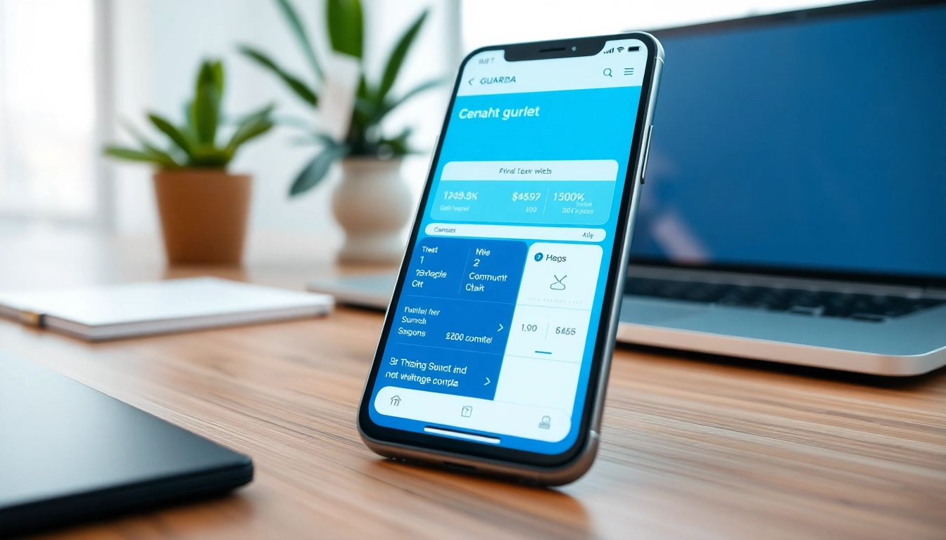 Access the guarda wallet app interface showcasing cryptocurrency features on a smartphone.