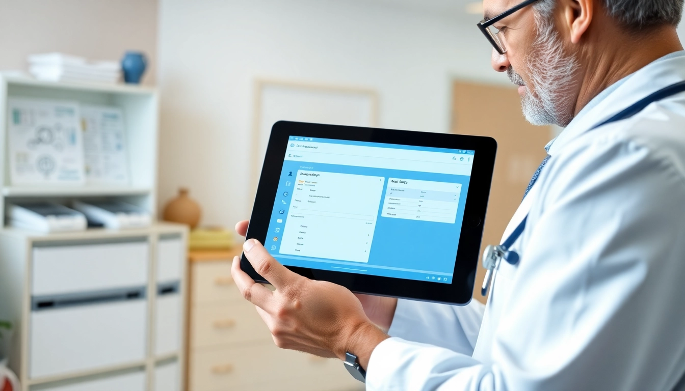 Streamlined interface of eprescribing software for small practices showcased in a modern healthcare environment.
