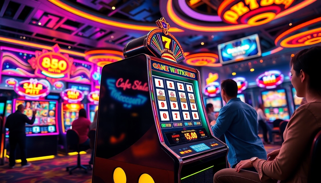 Rasakan keseruan qqmacan slot dengan mesin slot berwarna-warni dan pemain yang antusias.