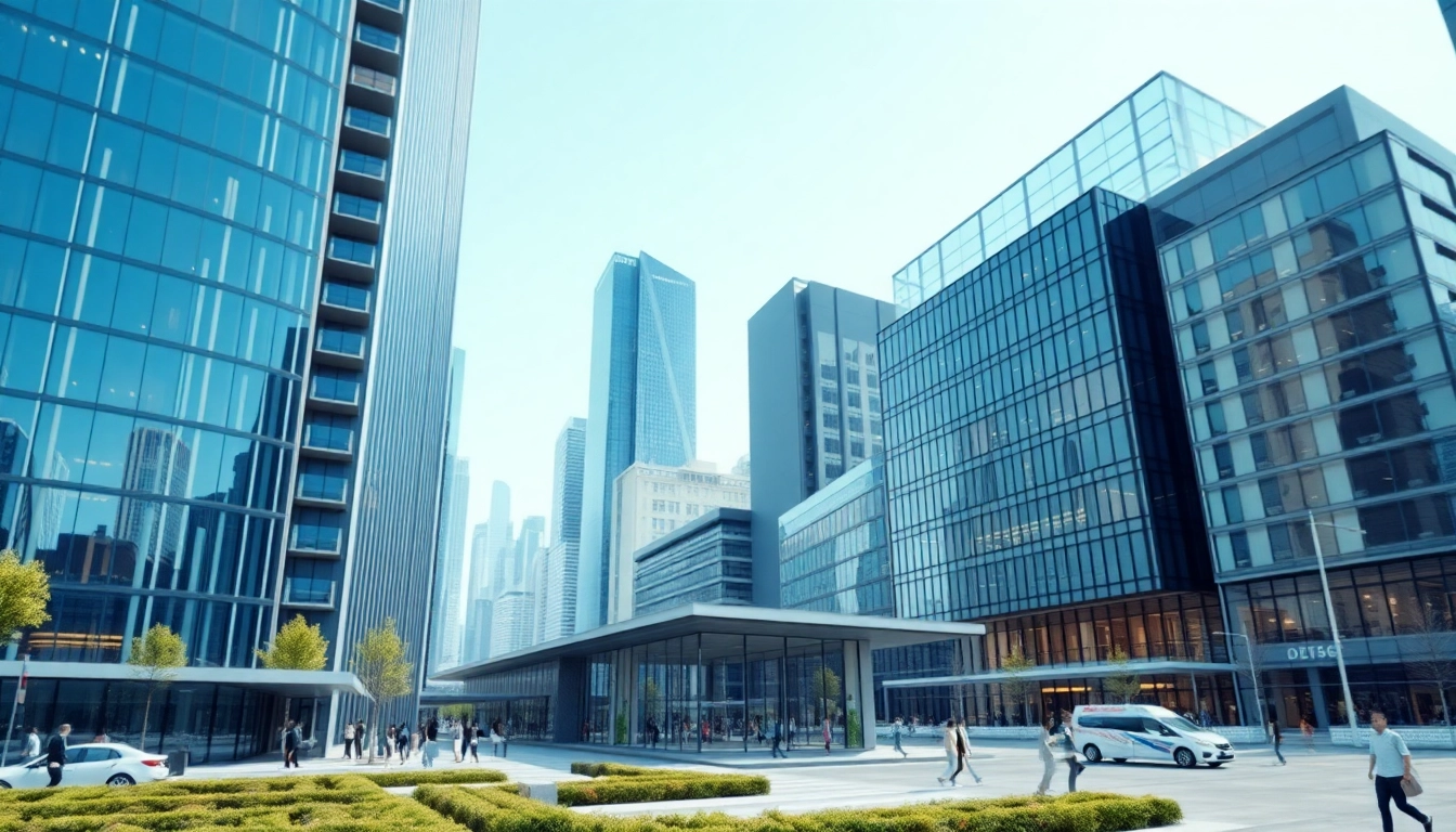 Architektur visualisierung eines modernen Gebäudes in urbaner Umgebung mit realistischer Darstellung.