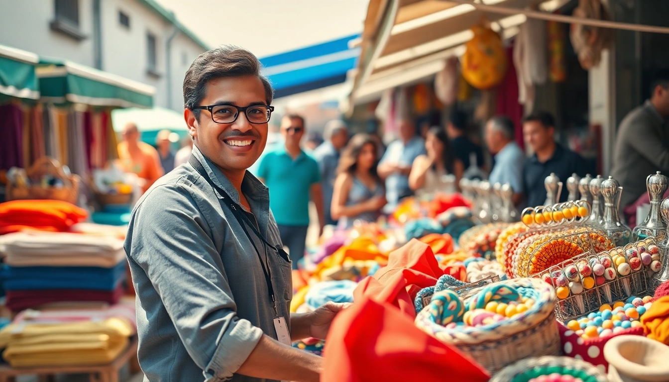 Learn how to sell on Jirle with an engaging marketplace visual, featuring a lively selling atmosphere.
