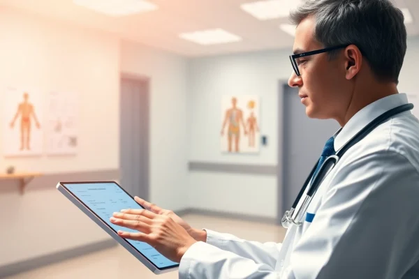 Using top eprescribing solutions, a healthcare professional efficiently manages prescriptions in a bright clinic.