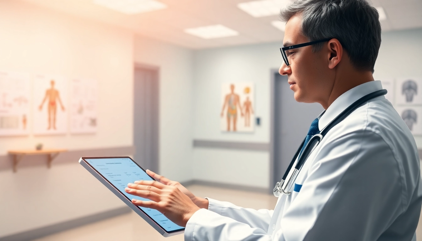 Using top eprescribing solutions, a healthcare professional efficiently manages prescriptions in a bright clinic.