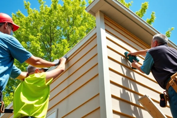 Showcasing Siding Replacement Portland Oregon with skilled workers applying new siding to a home.