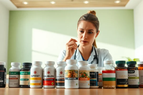 Nutritionist evaluating what to look for in a weight loss supplement amid a clean, modern clinic.